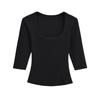 Spicy Girl U-neck Mid-Sleeve Slim-Fit Stretchy Top - Pure Desire Style (2026)