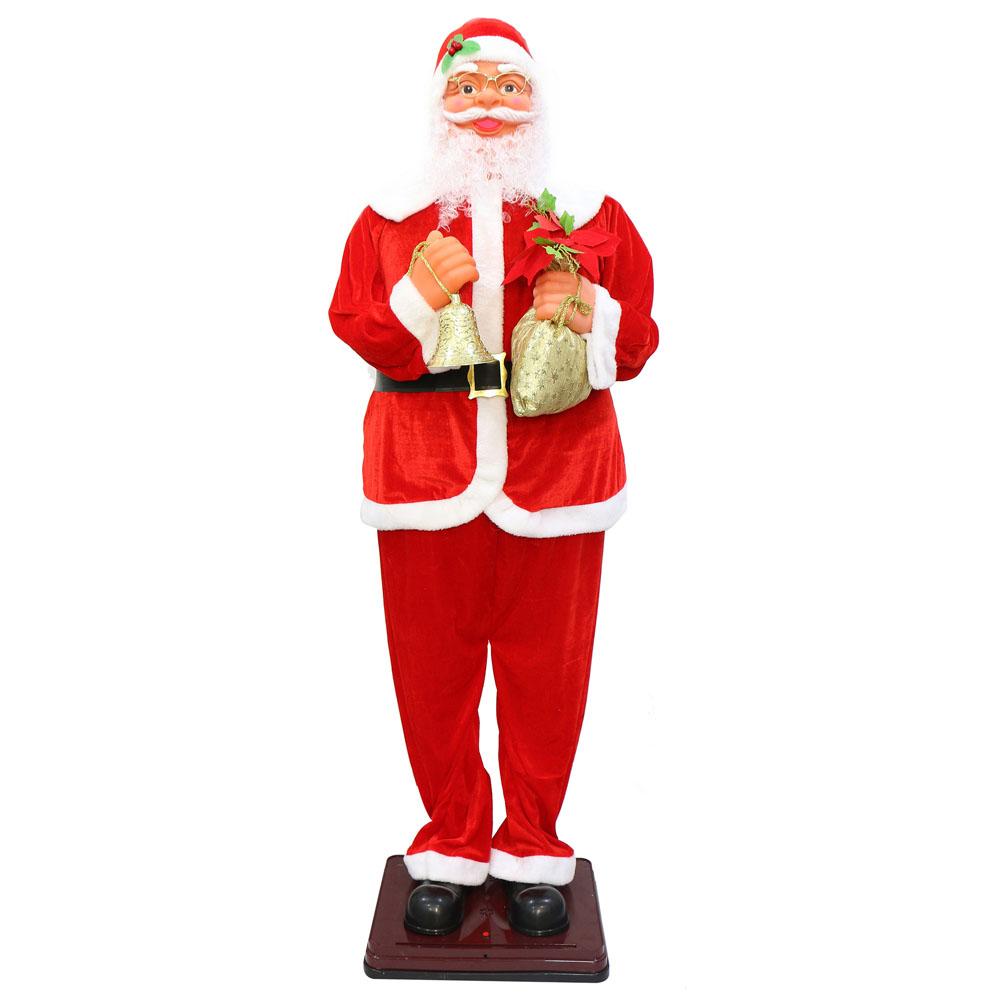 70" Inch Christmas Life Size Animated Rock Singing and Dancing Santa Claus Collapsible Decoration Collection for Hotel Doorway