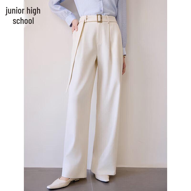 

Chushen Women s High-Waist Wide-Leg Linen Blend Suit Trousers M