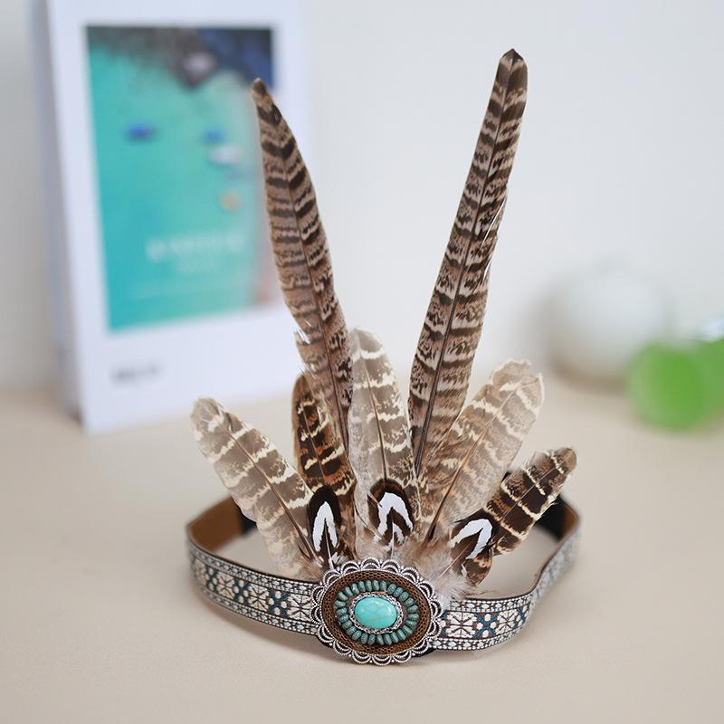 Children s Performance Feather Headdress - Ethnic Style Headband for Fashion Shows Children