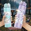 1PC Two Snowman Winter Snow Scene Print 750ml Color Plastic Sports Water Bottle Leakproof Flip Straw Lid Suitable for Sports Office Home Use