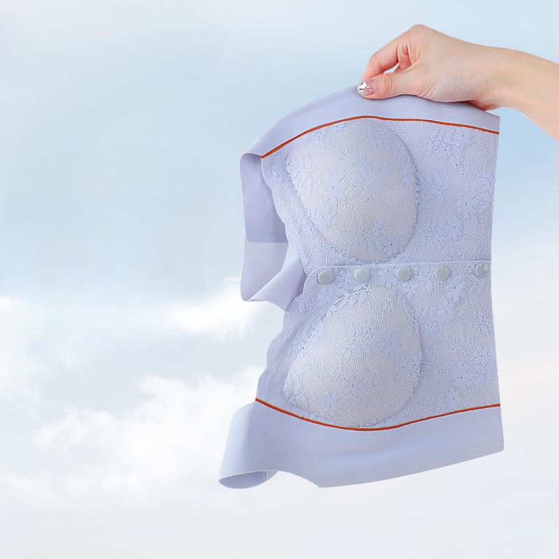 Lace Paste Rubber Front Buckle Underwear Ladies Large Elastic Tank Top Type Non-steel Ring Lengthened Under The Circumference of The Large Size Bra