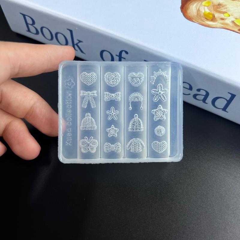 Ρετρό Μοτίβο 3D Σιλικονούχα Φόρμα Νυχιών DIY Πλέξιμο Πουλόβερ Φιόγκοι Σχέδιο Λουλούδι Διαφανές Πρότυπο Νυχιών Διακόσμηση Nail Art