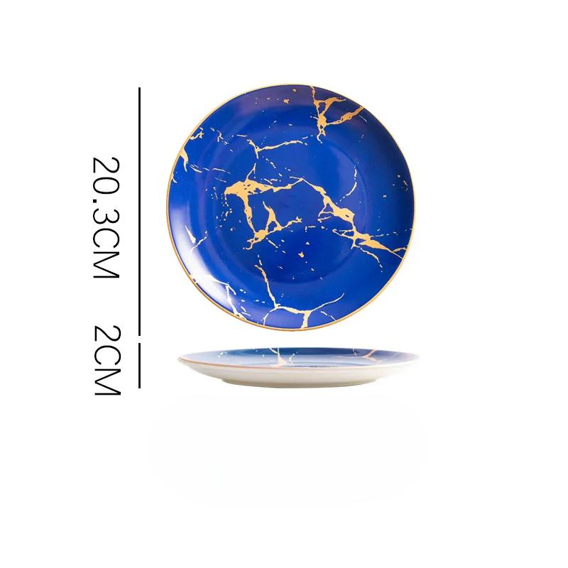 European-style Phnom Penh Tableware Marble Plate Western Food Plate Steak Plate Household Tableware Banquet Model Room