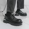 Men'S Casual Leather Shoes Big Head Derby Thick Bottom Heightening British Style Work Shoes Anti-Slip Rubber Sole Zapatillas