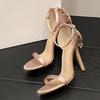 Liyke Summer Fashion Crystal Metal Cover Strap Designer High Heels Women Sandals Sexy Open Toe Wedding Party Dress Shoes Size 41