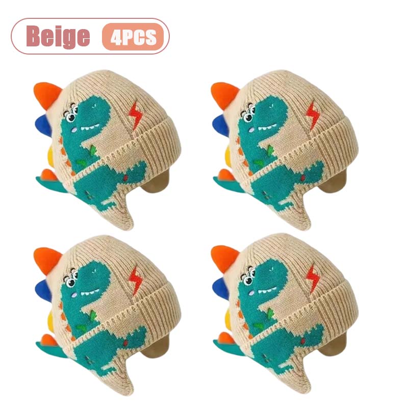 1-4 STÜCKE Warme Winddichte Dinosaurier Strickmütze mit Ohrenschutz Weiches Garn Herbst Winter Kopfbedeckung Modeaccessoire für Kinder