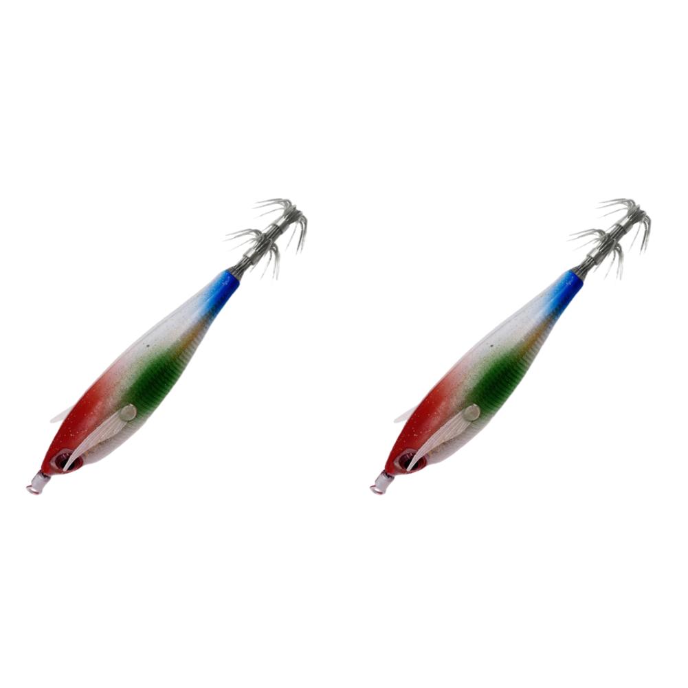 1-10Pcs Luminous Fishing Lure Wood Shrimp Lures Fishing Squid Jig Hook Octopus Cuttlefish Shrimp Jigging Bait for Night Fishing