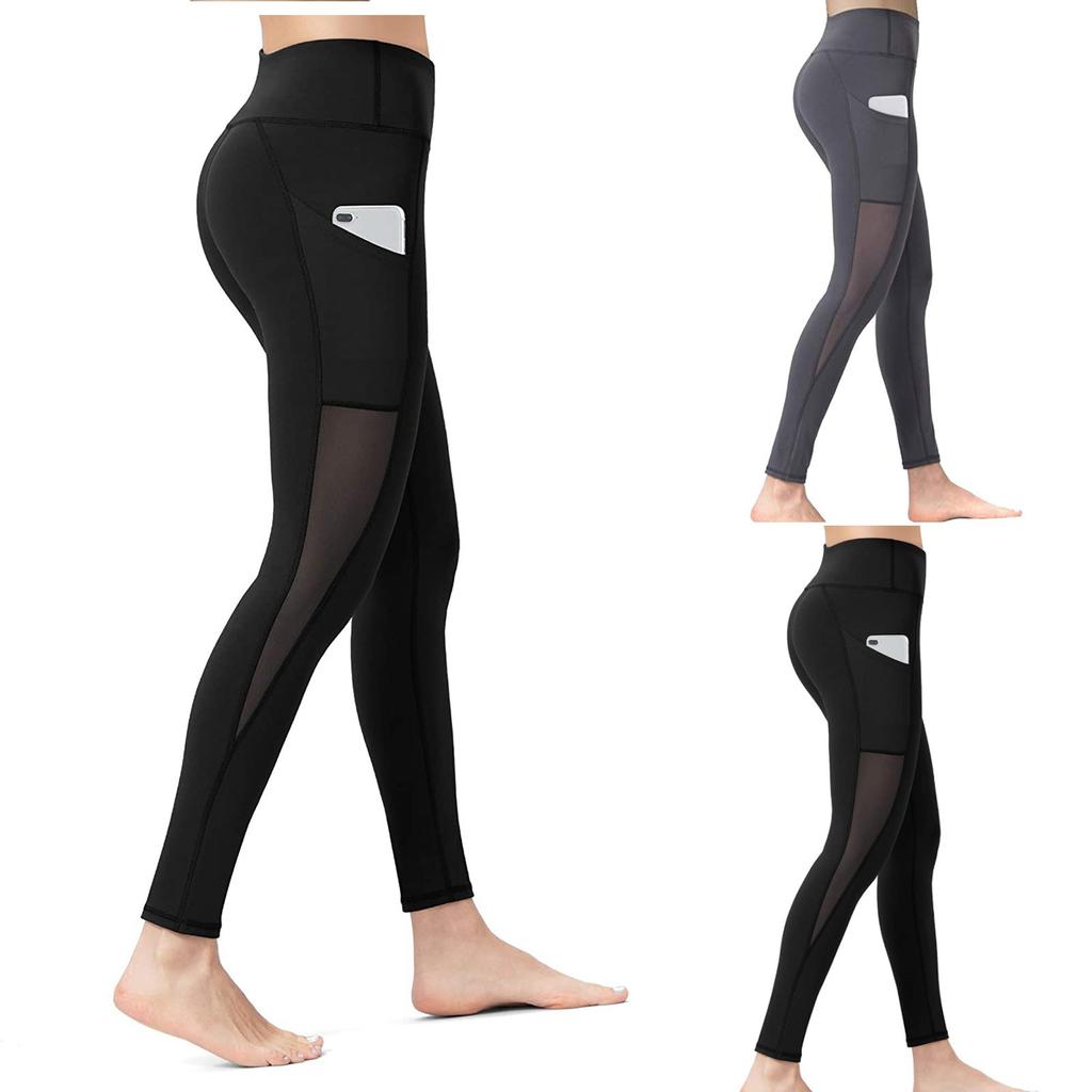 Grenadine Patchwork Pantaloni Yoga Sport Fitness Cu Talie Înaltă Cu Buzunare