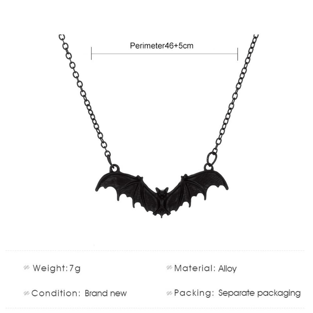 Collana con Ciondolo Ala di Pipistrello Nera Personalità Punk per Uomo Donna Personalità Halloween Esagerato Hip Hop Collare Gioielli