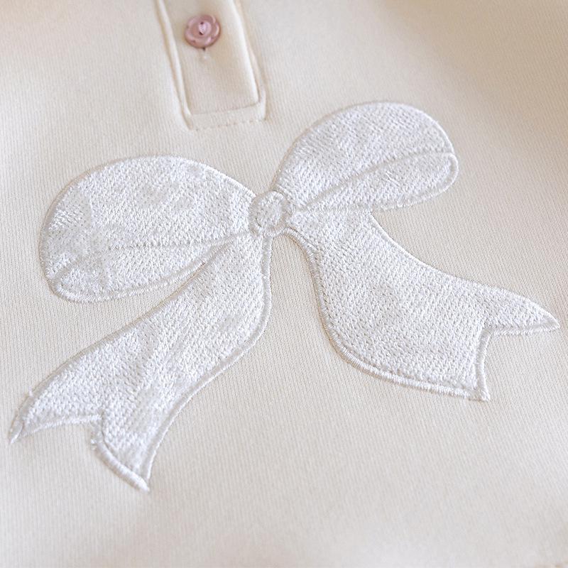 Girls' Cute Peter Pan Collar Sweatshirt - New Autumn Fashion Polo Shirt with Bow