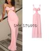 Summer New Product Women's Clothes Seaside Vacation Style Three-Dimensional Flower Decoration Sexy Waist Hollow-out Chiffon Sling Dress