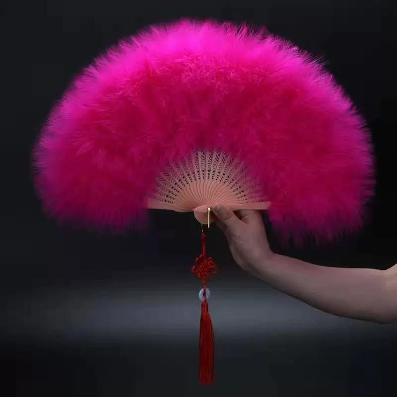 Internet-Famous Feather Fan, Fully Velvet Thickened, Standard Fairy-Like Cheongsam, Catwalk, Children's Stage Performance Dance Fan