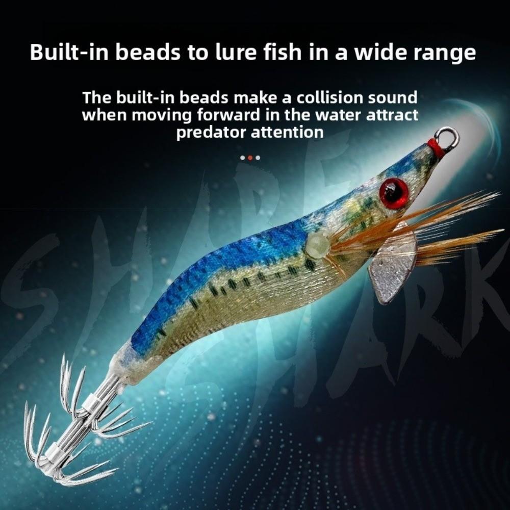 Hard Fishing Lure 1.5# Squid Jig 8.2g 7cm Hard Bait Luminous Glow in Dark Prawn Lure Fishing Tackle