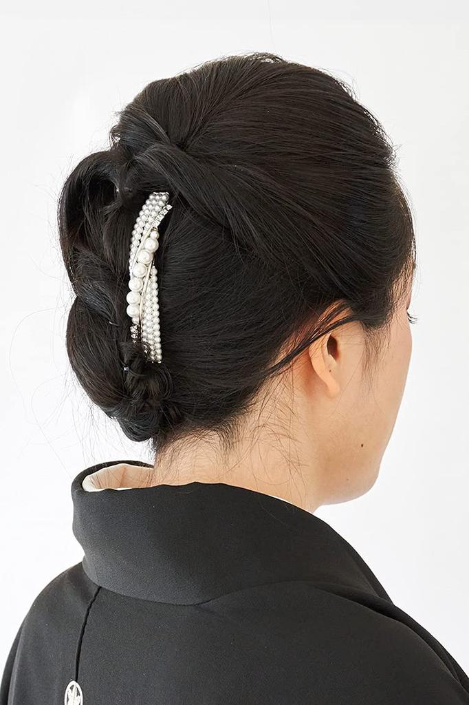 Watmosphere 4w016 Pearl-Detail Kanzashi Hair Comb, 5 x 10 cm