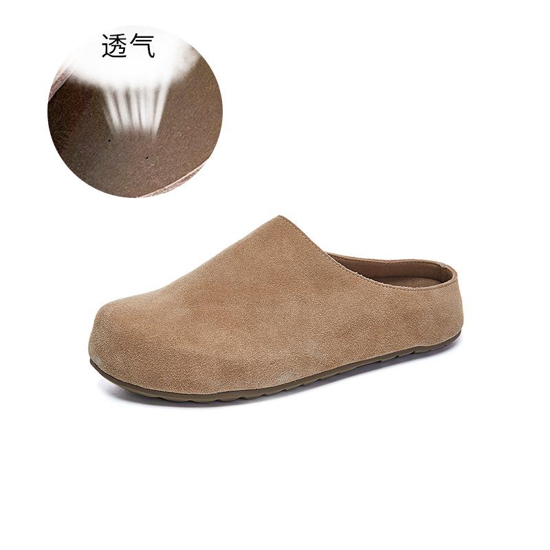 New leather casual single shoes women's autumn retro lazy one-pedal flat-soled women's shoes versatile shoes women's