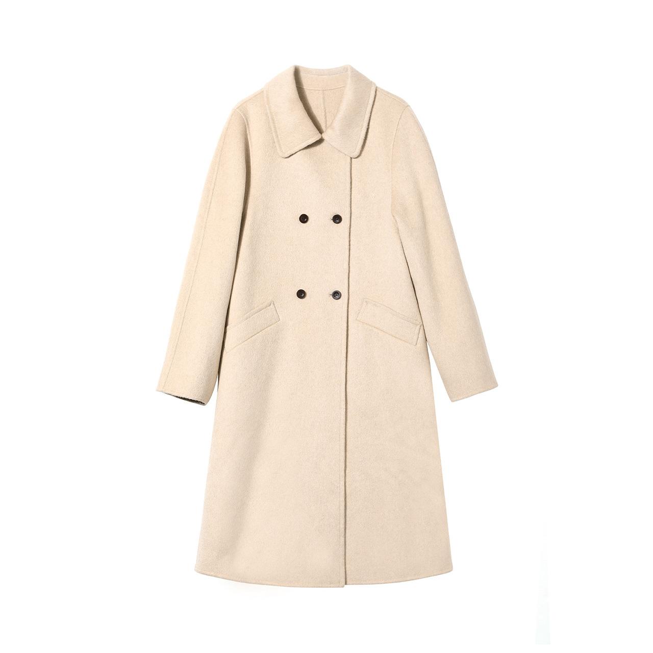 

Осенне-зимнее кашемировое пальто шерстяное пальто свободное шерстяное двустороннее шерстяное двубортное пальто женское L