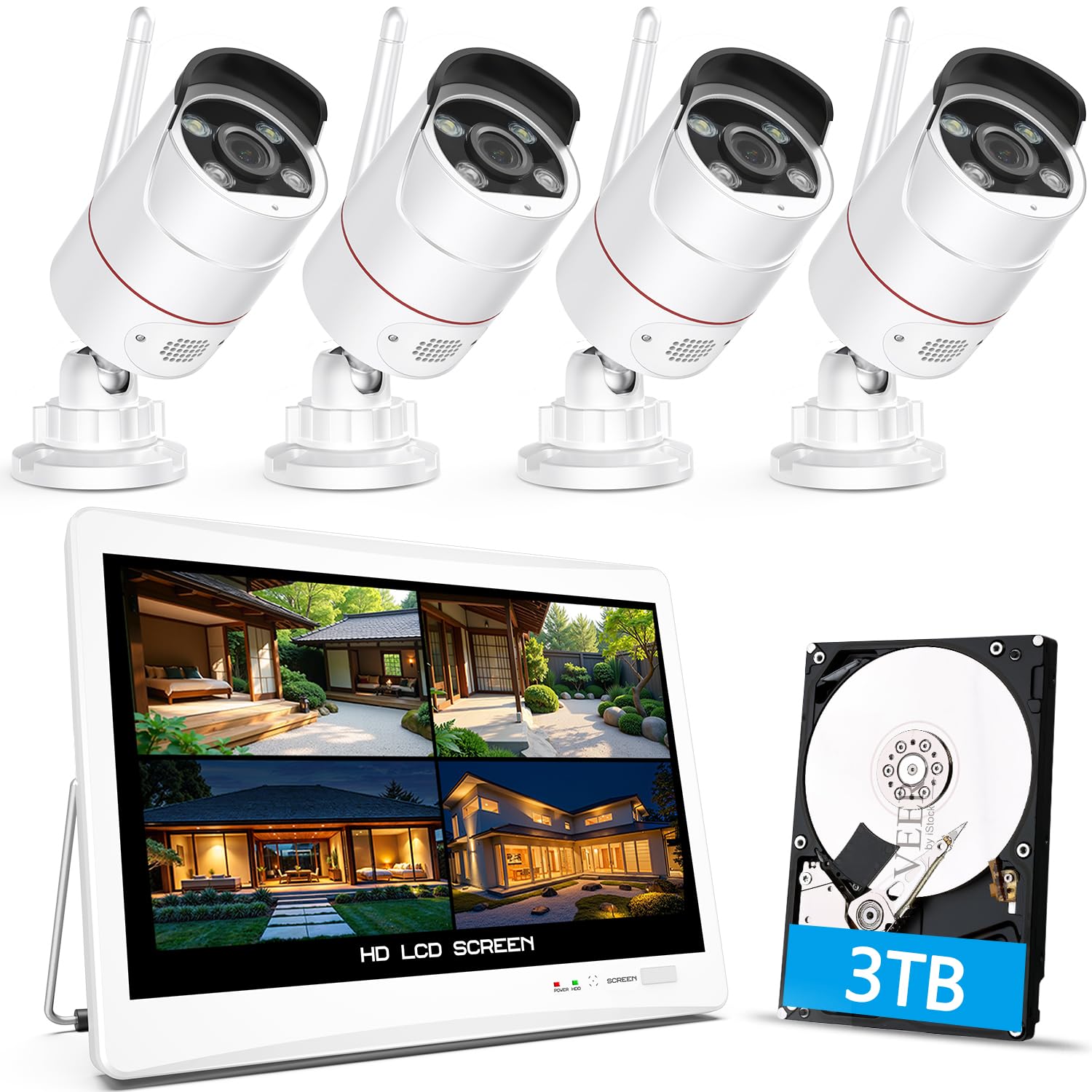 

5 мільйонів зроблено з Security AI human 3TB 10 додаткових світних повнокольорових нічних YESKAMOO спостереження дім IP66 пилозахищений WiFi виявлення руху віддалений