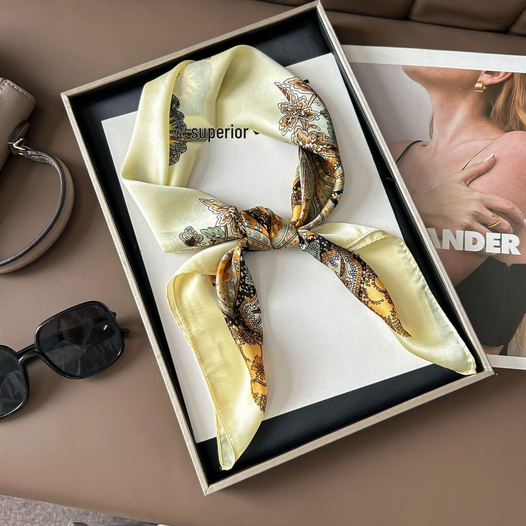 Korean Style High-End Printed Silk Scarf - Versatile Fashion Accessory