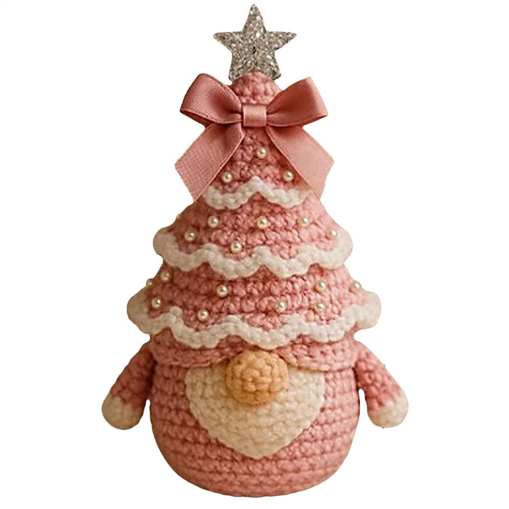 Cute Crochet Kit Handmade Crochet Christmas Tree Gnome Kit Easy Yarn Supplies Set For Holiday Crafting At Home Adults Teens Kids