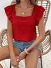 Women's Trend Spring Summer Fashion Square Collar Ruffled Shirt Top