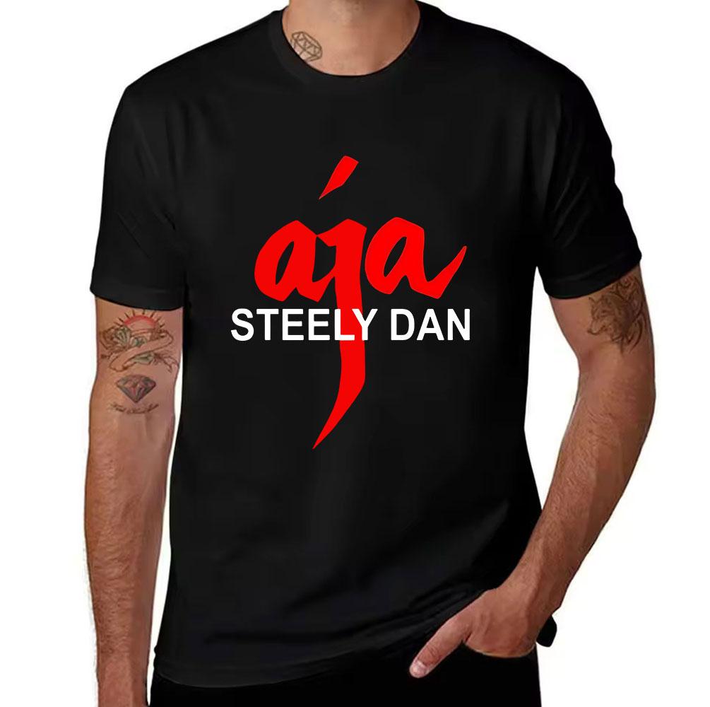 T-shirt Unisex in Puro Cotone con Grafica Steely Dan Aja Maglietta a Maniche Corte Rock Band Retrò per Appassionati di Musica