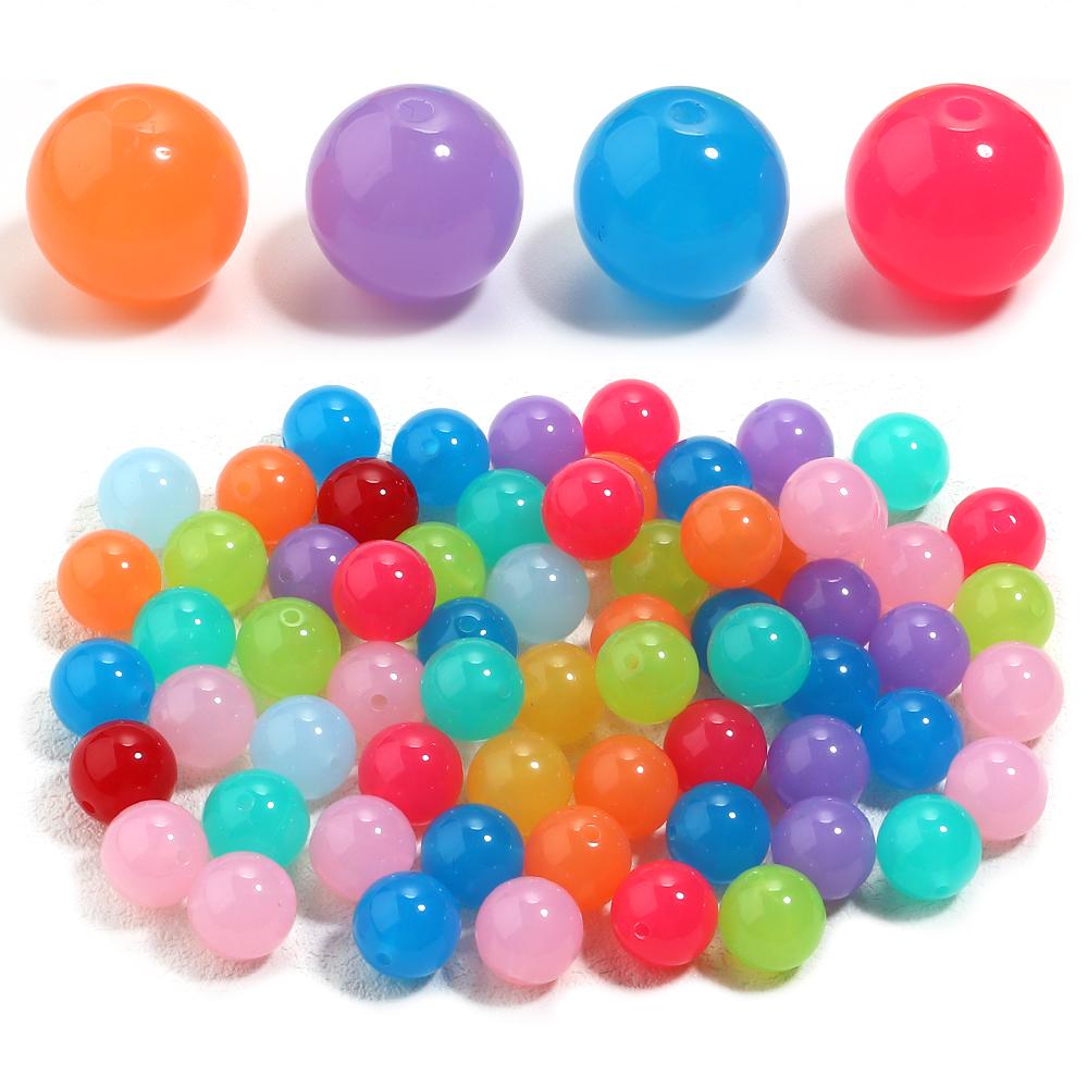 20pcs 16mm Jelly Color Acrylic Beads Round Loose Spacer Beads For Jewelry Making DIY Bracelets Necklace Phone Key Chain Supplies