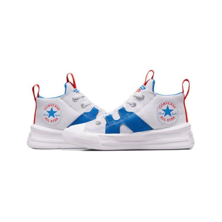 Converse Chuck Taylor All Star Confortável Versátil Cano Médio Sapatos de Lona para Crianças Tênis Infantil Branco Azul A06376C