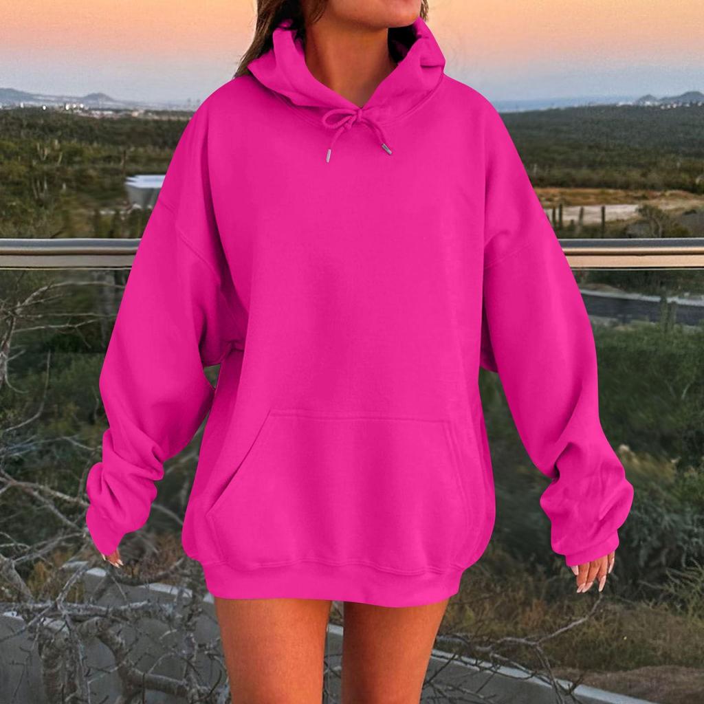 Sudadera con capucha de felpa para mujer, de manga larga, de gran tamaño, con hombros caídos y para otoño