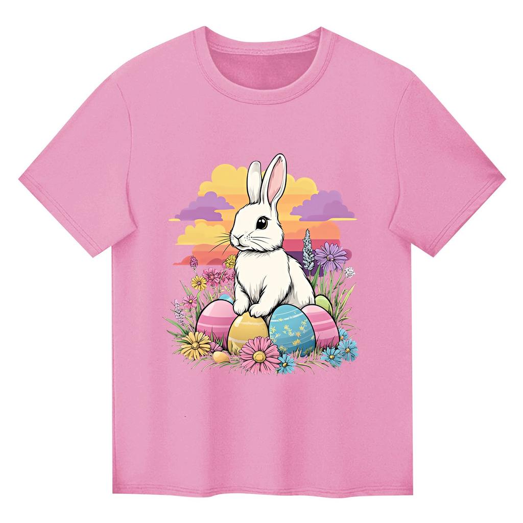 Children's Printed Short Sleeved Round Neck Casual Comfortable Loose Lightweight Top