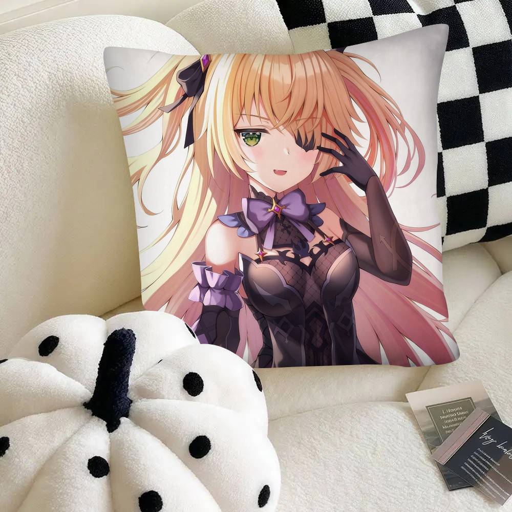Fischl Anime Game Genshin Impact CUTE Pillow Case Square Pillow Bedroom Sofa Leisure Comfort Cushion Car Home Decoration