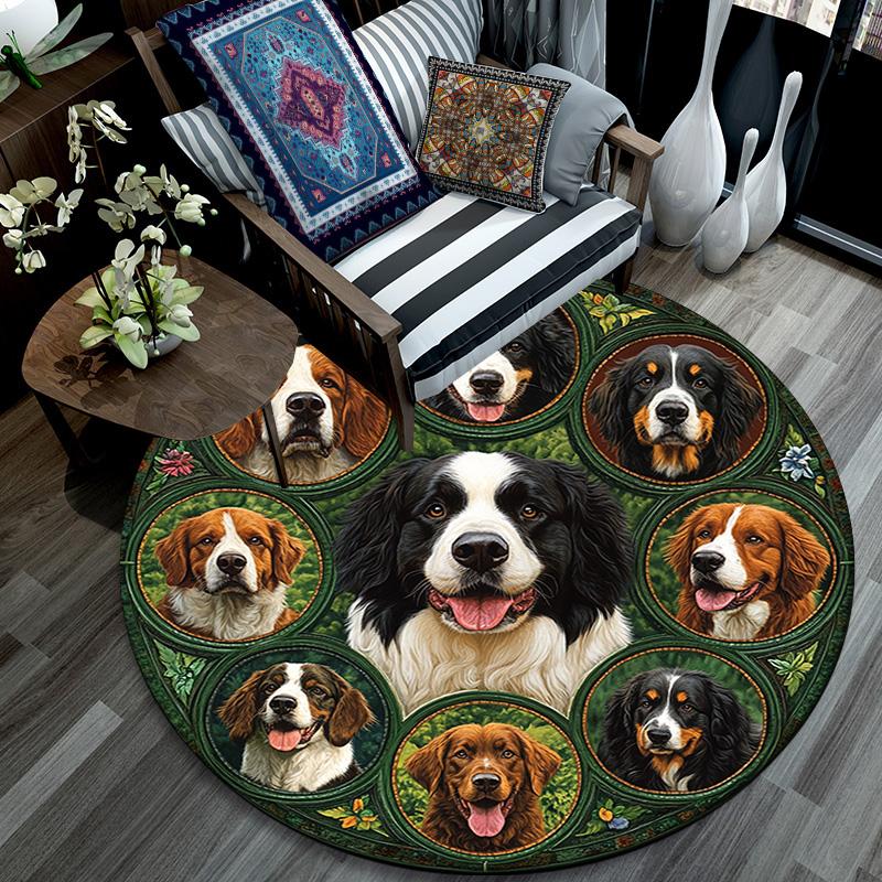 Berner Sennenhund Runder Teppich, Teppich für Wohnzimmer Schlafzimmer Sofa Spielzimmer Dekor, Rutschfeste Fußmatte