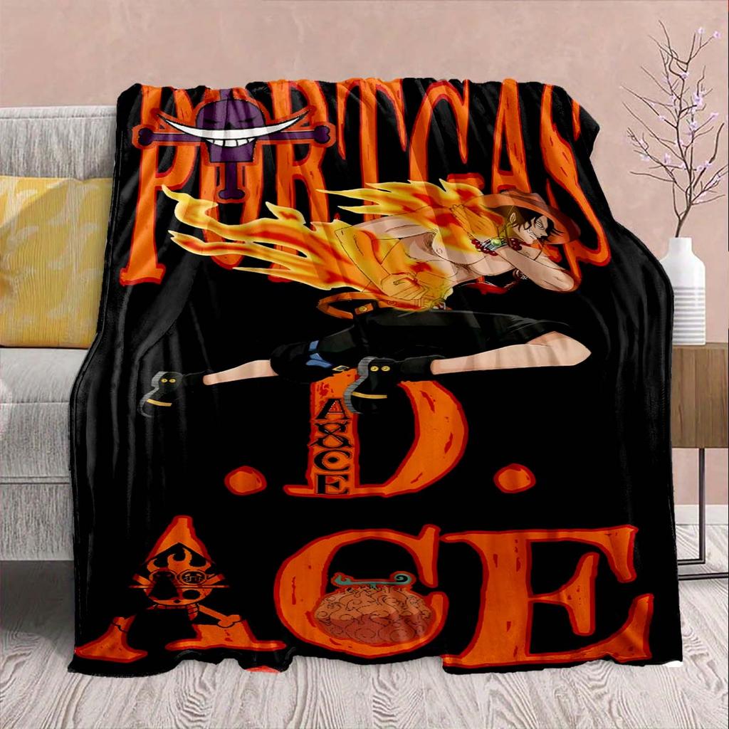One Piece Anime Flannel Blanket - Soft Warm Perfect for Sofa, Bedding Camping Travel Office Home Decor -QJY