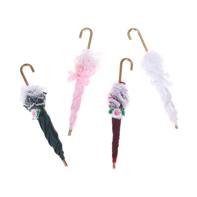 1 Stück Zarte Puppenhaus-Accessoires Weihnachtsgeschenk 1:12 Puppenhaus Miniatur Königin Spitze Schirm