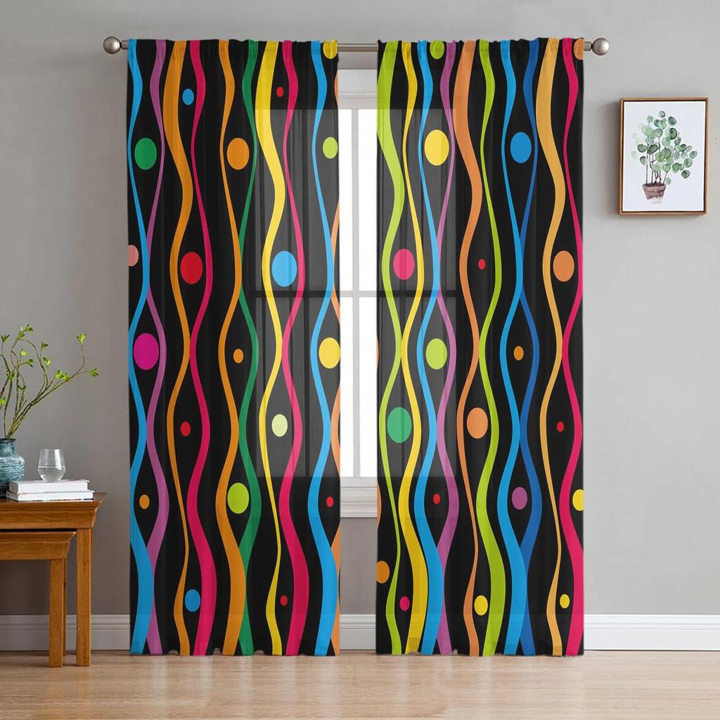 Transparente Vorhänge mit Cartoon-Regenbogenstern, Fenstervorhänge für Wohnzimmer, Schlafzimmer, Jalousien, Kinderzimmer, Heimdekoration