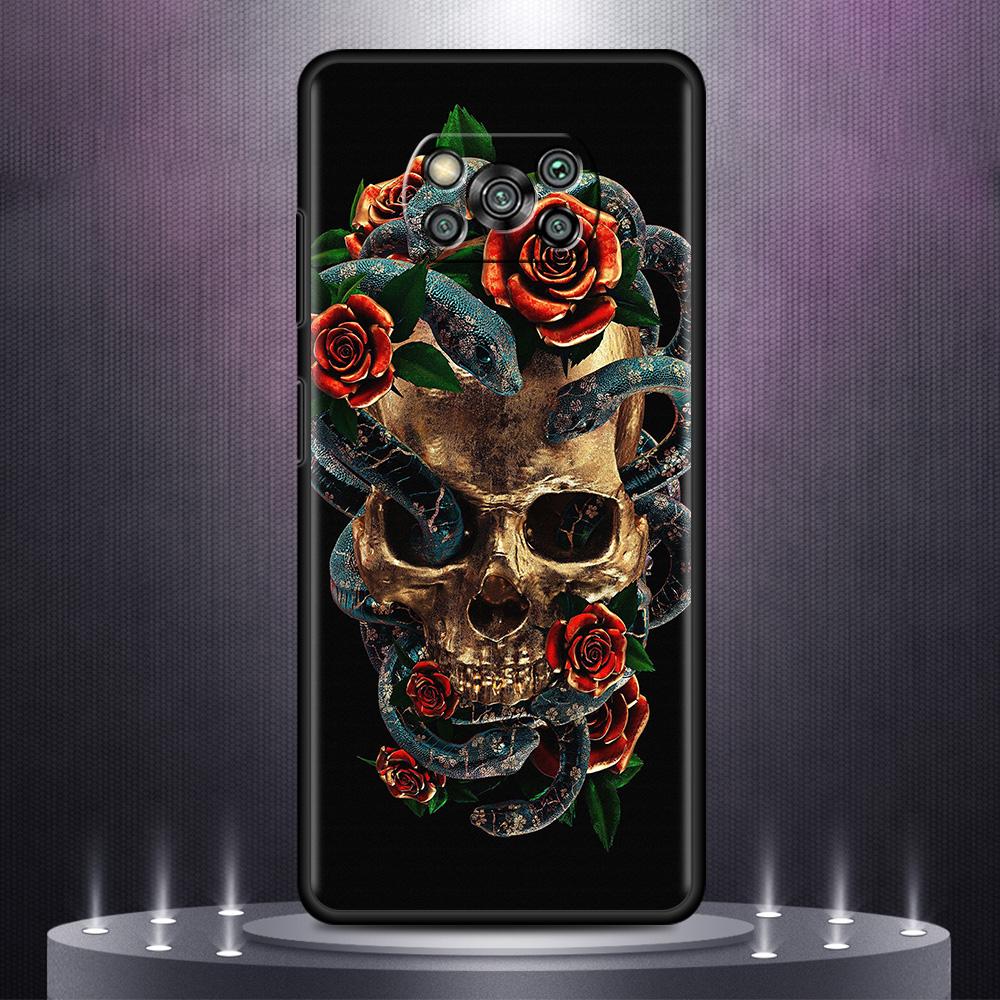 

Черный мягкий чехол для Xiaomi Mi Poco X3 NFC 10T Pro 11 11T Note 10 Lite 9T M3 F3 A2 F1, чехол из ТПУ для мобильного телефона, розовый скелет, череп Mi Poco F3