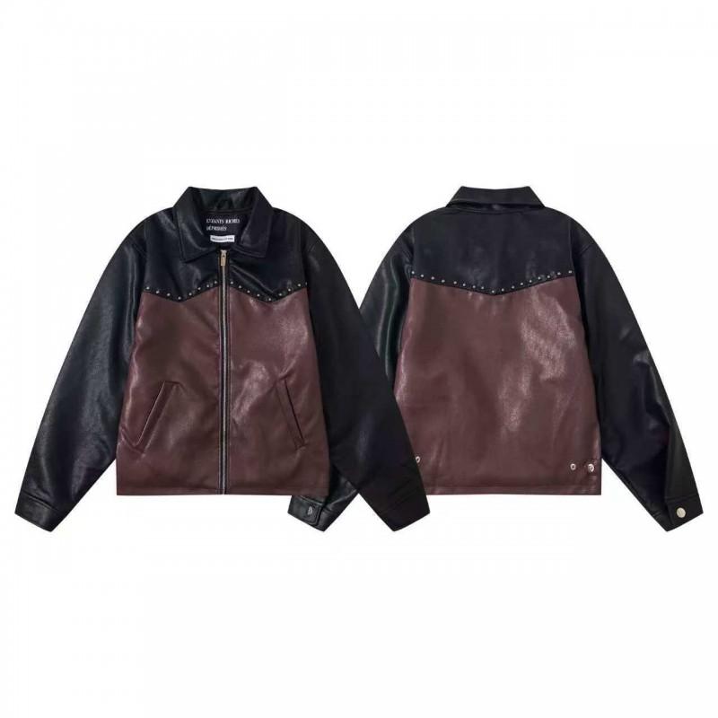 Unisex Oversized Patchwork Hoodless Bomber Jacket Cotton-Lined Casual Streetwear Outerwear Fall