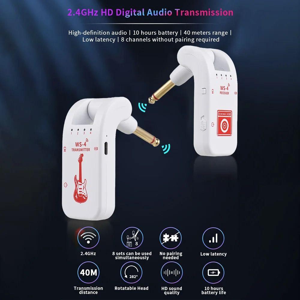48K/16bit Guitar Transmitter&Receiver Rotatable Wireless Guitar Adapter Set  UHF Guitar