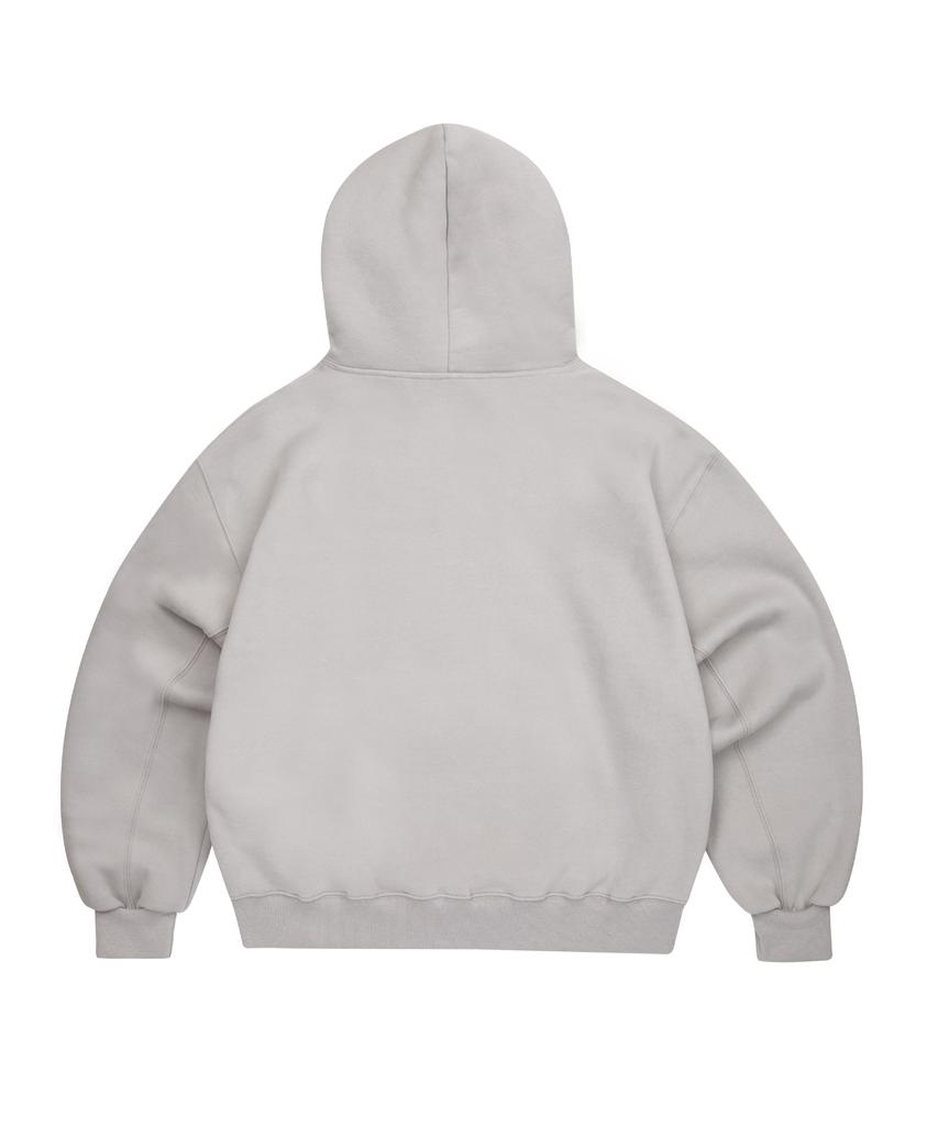Peach Skin Balloon Over Hoodie - Gray Beige