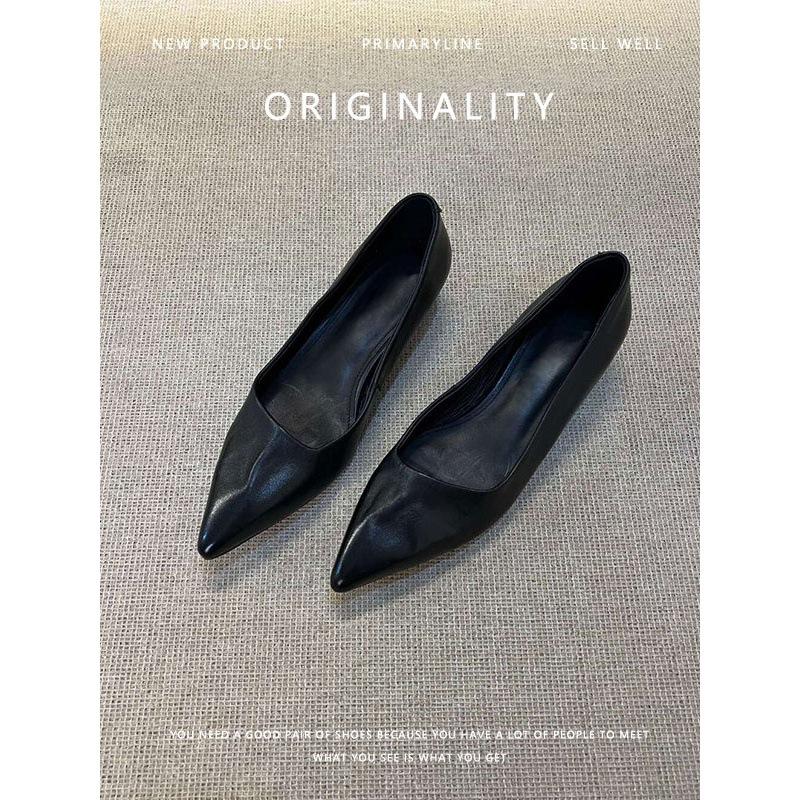 Super Soft Sheepskin~ Genuine Leather Pointed Tip Temperament Single Shoes Women's Shoes Light Mouth Commuting Shoes One Pedal French Simple 