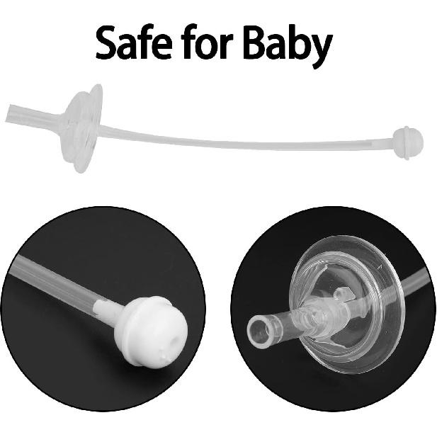 Jerliflyer 4pcs Bottle straws, hydrojug straw wide mouth silicone gravity ball design baby straw replacement no leakage baby drinking tools