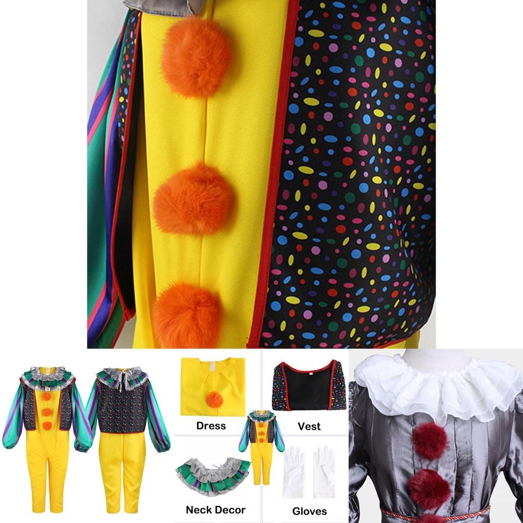 Authentic Pennywise Cosplay Costume For Kids Stephen King's It Clown Suit For Halloween Party