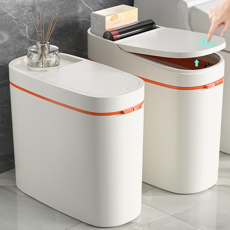 15-liter Fashionable Trash Can with Lid - One-click Lid Opening Design, Effectively Sealing Off Odors