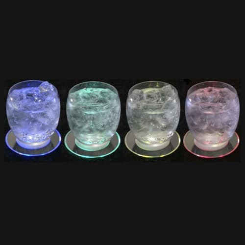 Set of 2 LED Coasters, Lighted, Thin, Illuminated, for Glass, Bottle, and Herbarium Display, Perfect for Anniversaries and Parties (Colored)