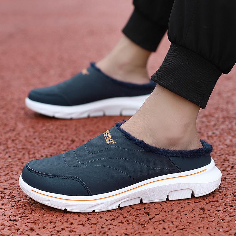 Winter Plush Warm Slippers Men Women Cotton Shoes Elastic Casual Walking Shoes Indoor Outdoor Flats Big Size 36-48