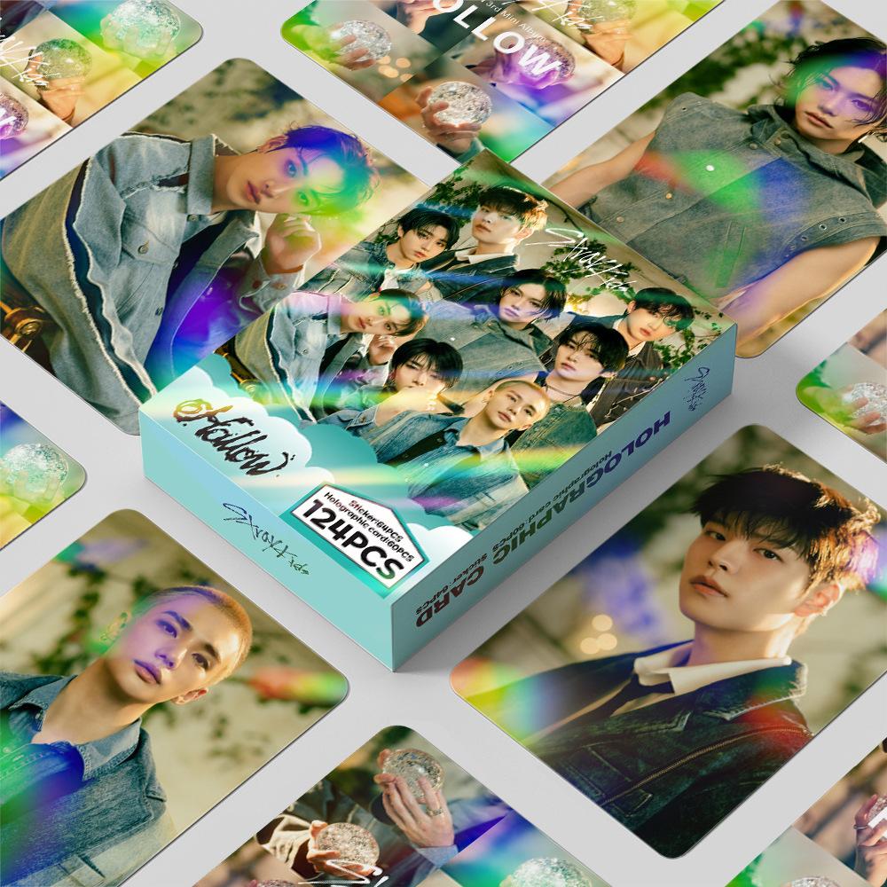 Laser 124Pcs Card Collectible Card Straykids Mini New Exclusive Hollow Flash Card Skzoo Star Photo Lomo Card For Kids Adults Children's Birthday Gift