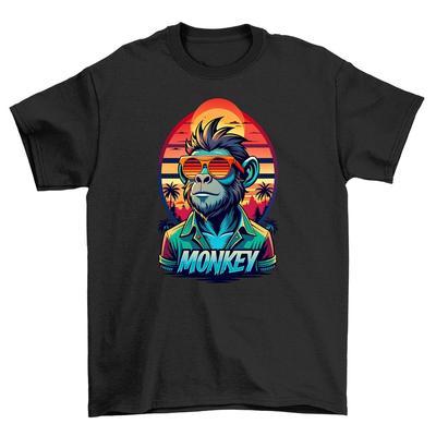 Funky Monkey Retro_22 Shades T-shirt - Hilarisk och Stilfull! 100% Bomull, Unisex