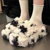 Fashion Home Furry Fur Slides Plush Slippers Fluffy Flip Flops Luxury Slip On Platform Women Fashion Shoe 2024 Zapato De Mujer Designer