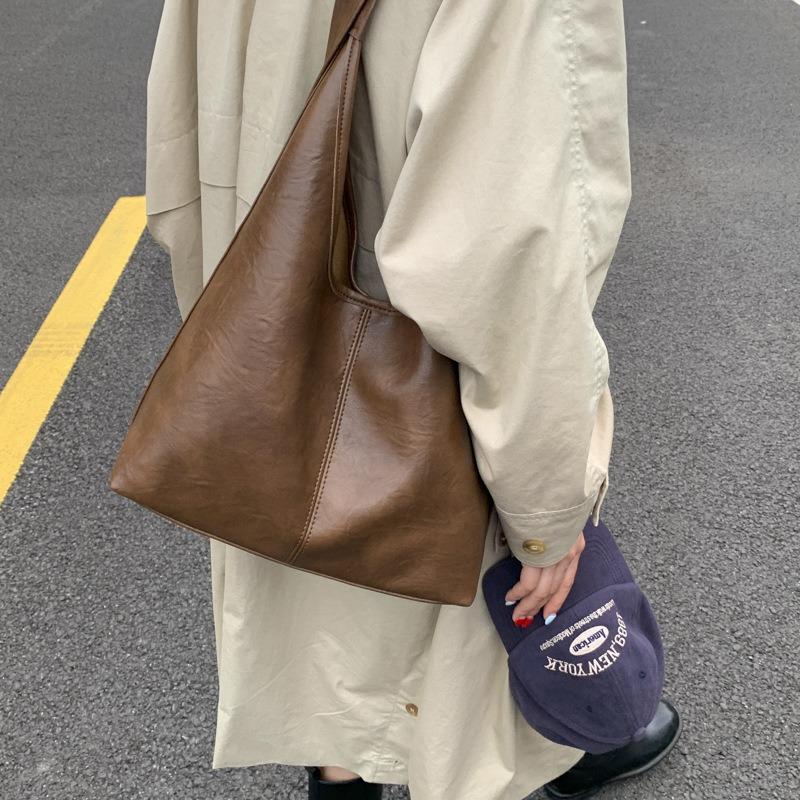 Retro commuter bag women's new fashion tote bag versatile casual large-capacity shoulder messenger bag