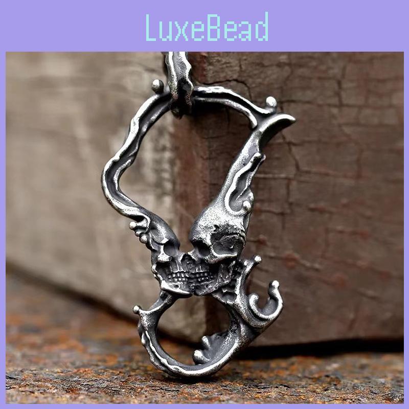 Vintage Gothic Skull Kiss Pendant Necklace Stylish Unisex Jewelry Gift For Couples